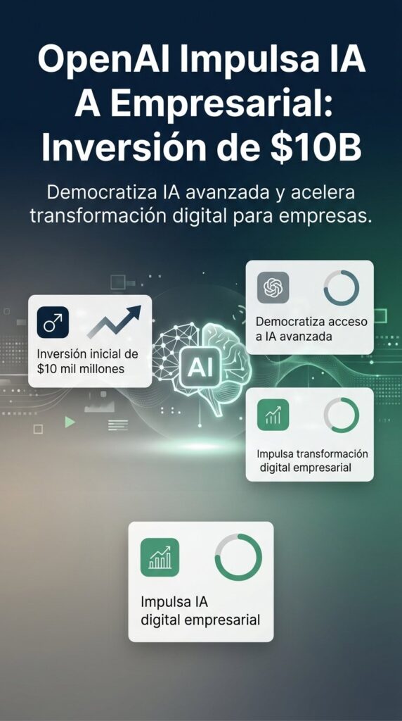 OpenAI invierte $10B en IA empresarial, impulsando soluciones de inteligencia artificial para negocios.